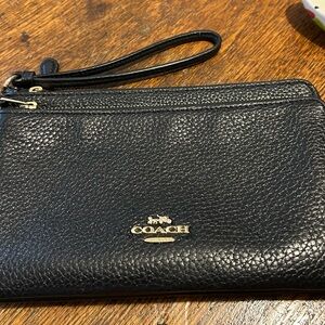 Coach Black Leather Wristlet